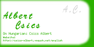 albert csics business card